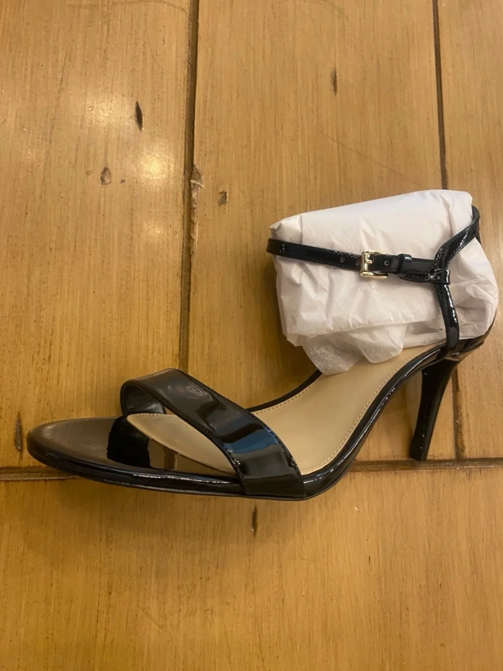 Michael Kors Women  Black Patent Ankle Strap Simone Mid Heel Stiletto New Size 9 - Picture 8 of 10